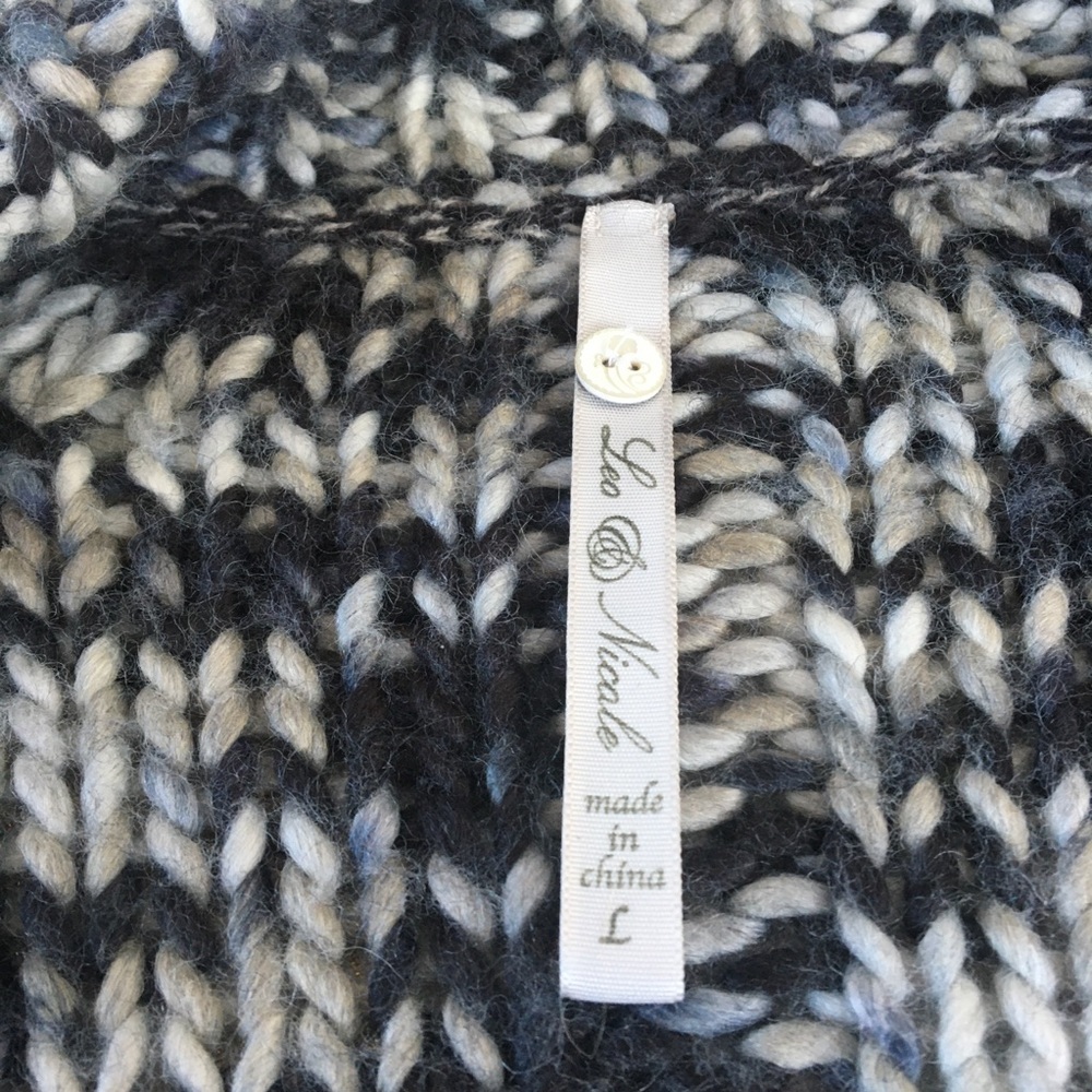 LEO & NICOLE LG BLUE-GRAY, LIGHT GRAY, & DARK GRAY WOOL BLEND KNIT SWEATER - Picture 4 of 9